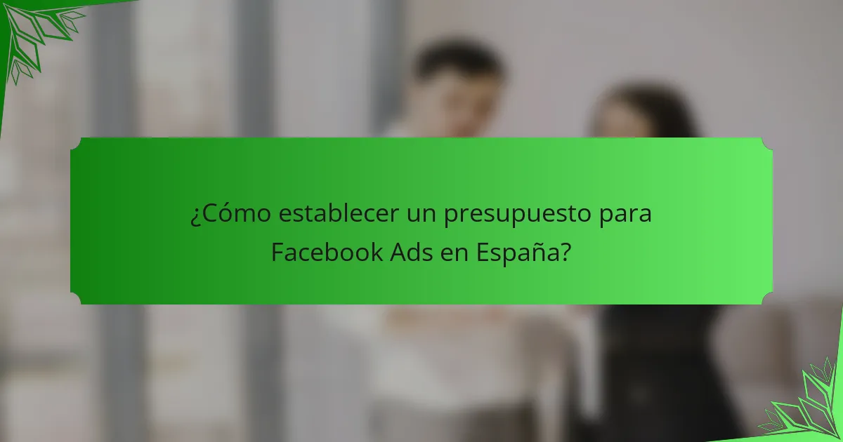 ¿Cómo establecer un presupuesto para Facebook Ads en España?