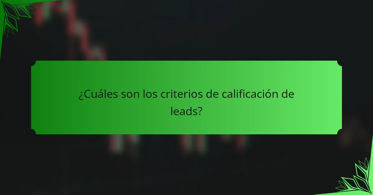 ¿Cuáles son los criterios de calificación de leads?
