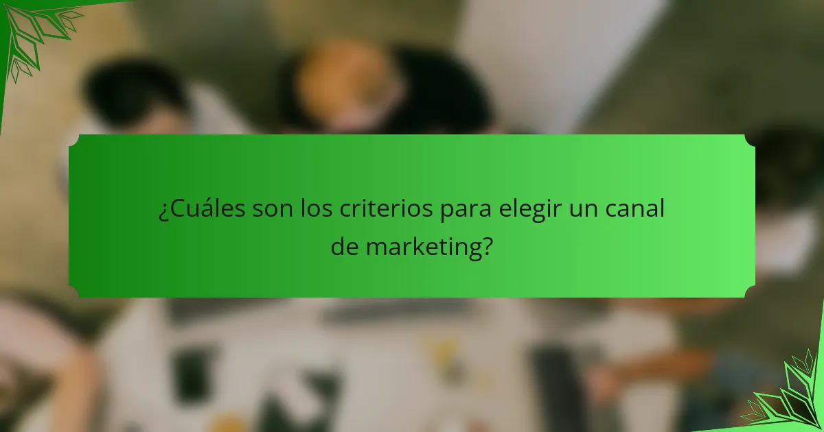 ¿Cuáles son los criterios para elegir un canal de marketing?