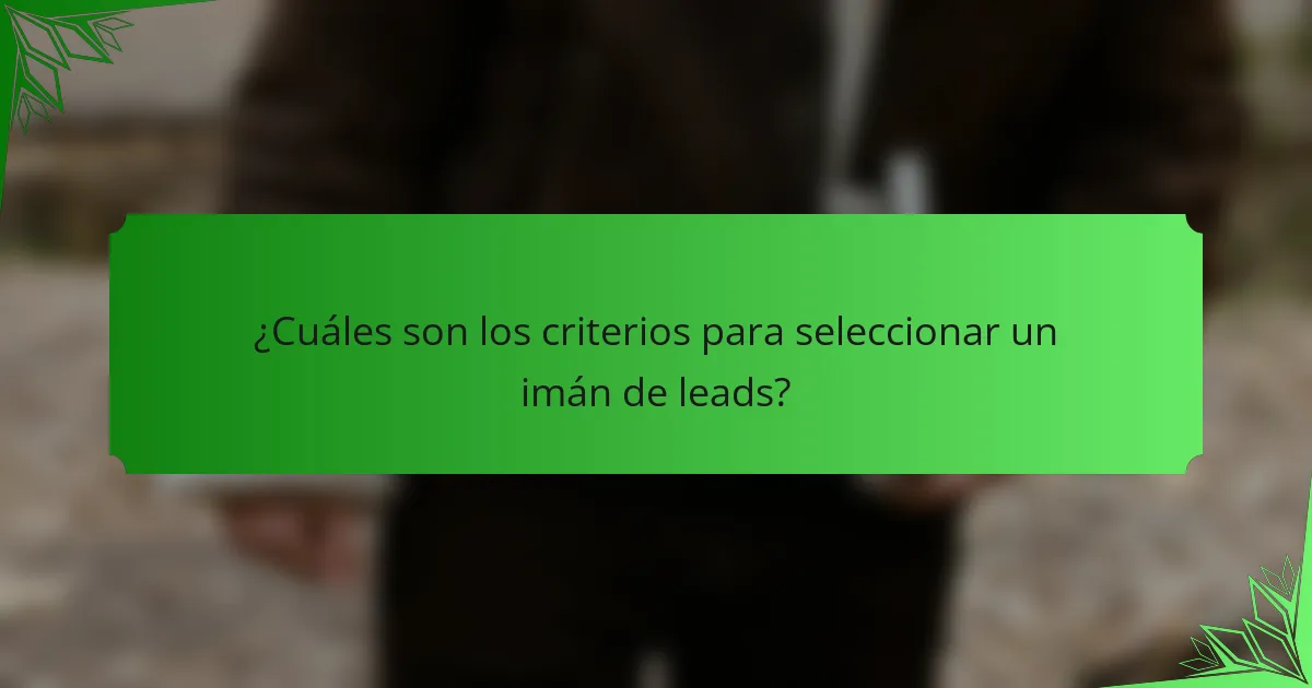 ¿Cuáles son los criterios para seleccionar un imán de leads?