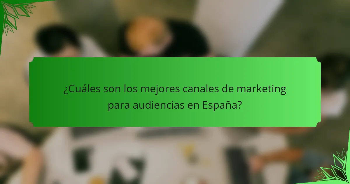 ¿Cuáles son los mejores canales de marketing para audiencias en España?