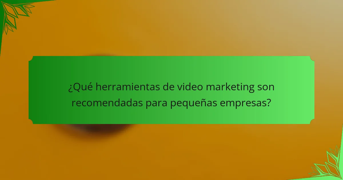 ¿Qué herramientas de video marketing son recomendadas para pequeñas empresas?