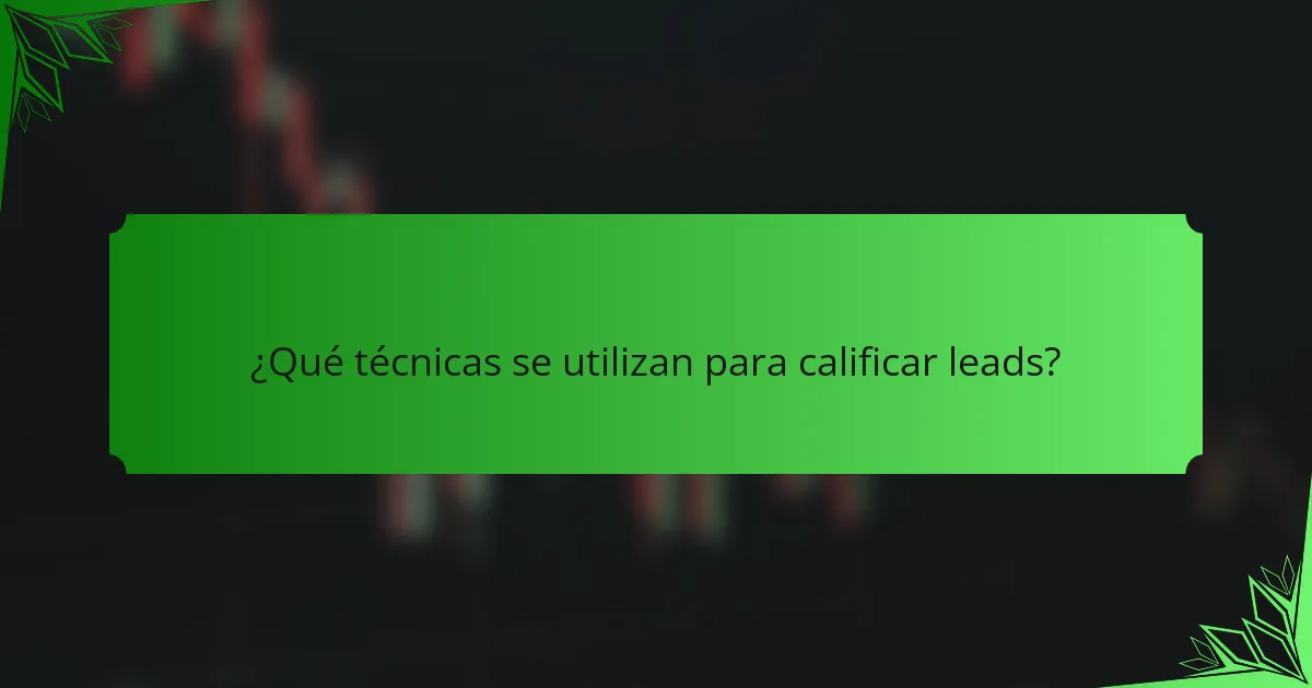 ¿Qué técnicas se utilizan para calificar leads?
